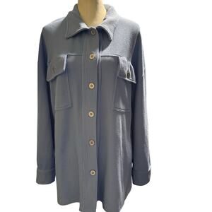 Entro Oversized Waffle Knit Shacket, Periwinkle Blue, Women's Size Large